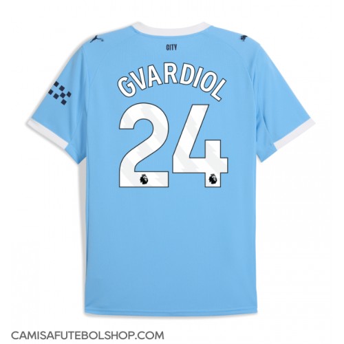 Camisa de time de futebol Manchester City Josko Gvardiol #24 Replicas 1º Equipamento 2025-26 Manga Curta